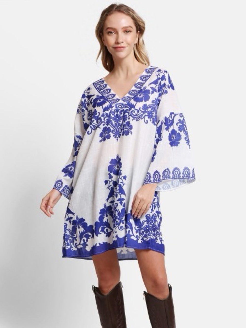 NWT ComfyLuxe Floral Swimsuit Coverup Dress One Size cotton blend